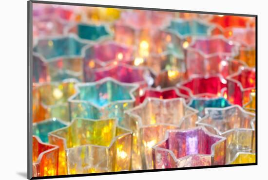 Wind Lights, Candle Lights in Colourful Glass Vessels-Alexander Georgiadis-Mounted Photographic Print