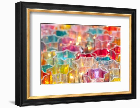 Wind Lights, Candle Lights in Colourful Glass Vessels-Alexander Georgiadis-Framed Photographic Print