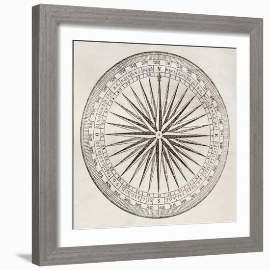 Wind Rose Old Illustration-marzolino-Framed Art Print