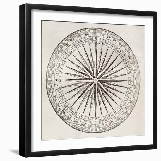 Wind Rose Old Illustration-marzolino-Framed Art Print