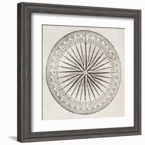 Wind Rose Old Illustration-marzolino-Framed Art Print