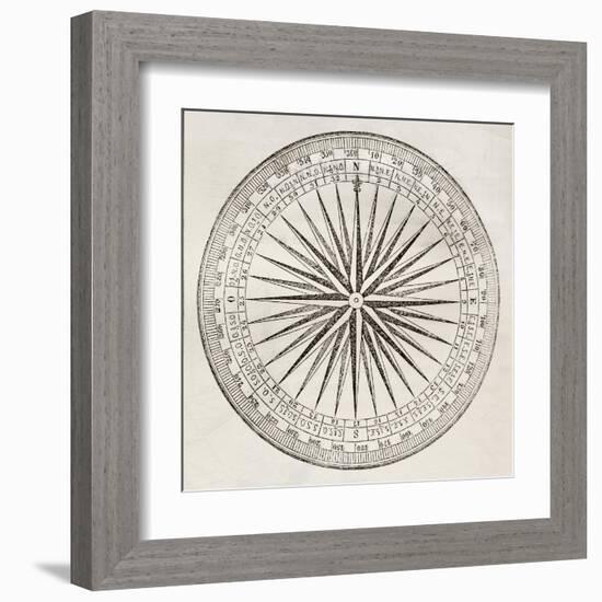 Wind Rose Old Illustration-marzolino-Framed Art Print