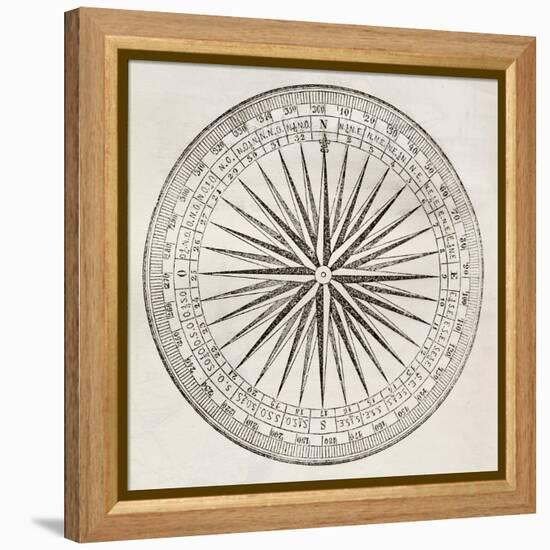 Wind Rose Old Illustration-marzolino-Framed Stretched Canvas