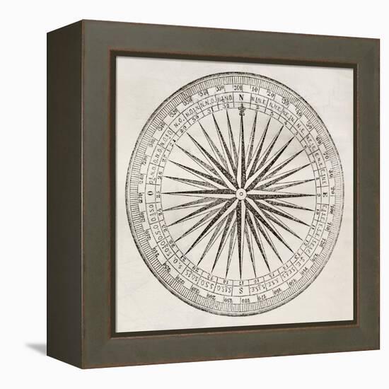 Wind Rose Old Illustration-marzolino-Framed Stretched Canvas