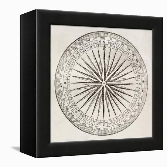 Wind Rose Old Illustration-marzolino-Framed Stretched Canvas