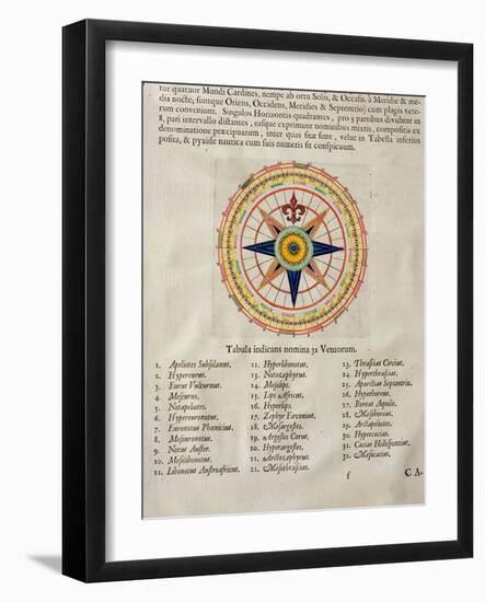 Wind Rose with the 32 Winds Ofthe World, from the 'Atlas Maior, Sive Cosmographia Blaviana', 1662-Joan Blaeu-Framed Giclee Print