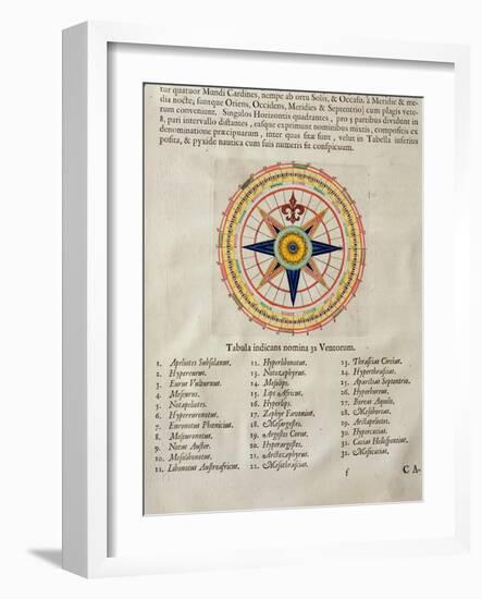 Wind Rose with the 32 Winds Ofthe World, from the 'Atlas Maior, Sive Cosmographia Blaviana', 1662-Joan Blaeu-Framed Giclee Print