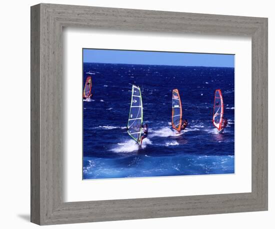 Wind Surfers on the Coast of Maui, Hawaii, USA-Charles Sleicher-Framed Photographic Print