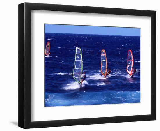 Wind Surfers on the Coast of Maui, Hawaii, USA-Charles Sleicher-Framed Photographic Print