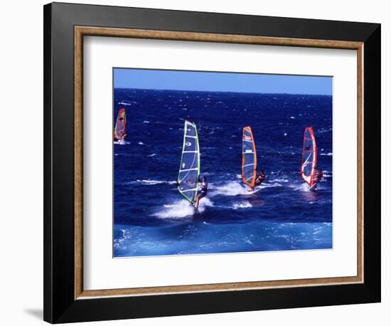 Wind Surfers on the Coast of Maui, Hawaii, USA-Charles Sleicher-Framed Photographic Print