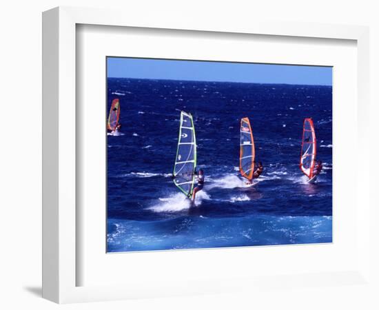 Wind Surfers on the Coast of Maui, Hawaii, USA-Charles Sleicher-Framed Photographic Print