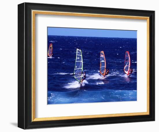 Wind Surfers on the Coast of Maui, Hawaii, USA-Charles Sleicher-Framed Photographic Print