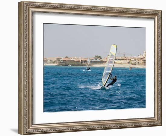 Wind Surfing at Santa Maria on the Island of Sal (Salt), Cape Verde Islands, Africa-R H Productions-Framed Photographic Print