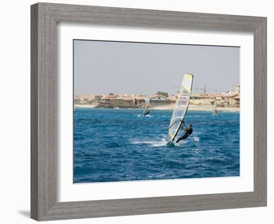 Wind Surfing at Santa Maria on the Island of Sal (Salt), Cape Verde Islands, Africa-R H Productions-Framed Photographic Print