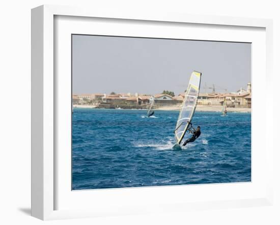 Wind Surfing at Santa Maria on the Island of Sal (Salt), Cape Verde Islands, Africa-R H Productions-Framed Photographic Print