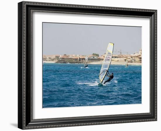Wind Surfing at Santa Maria on the Island of Sal (Salt), Cape Verde Islands, Africa-R H Productions-Framed Photographic Print