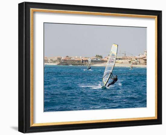 Wind Surfing at Santa Maria on the Island of Sal (Salt), Cape Verde Islands, Africa-R H Productions-Framed Photographic Print