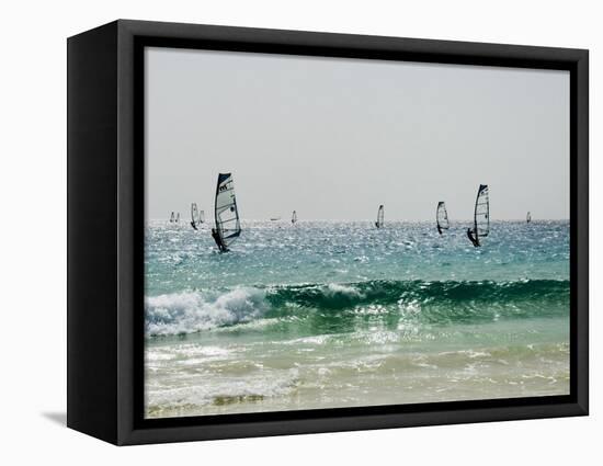 Wind Surfing at Santa Maria on the Island of Sal (Salt), Cape Verde Islands, Africa-R H Productions-Framed Premier Image Canvas