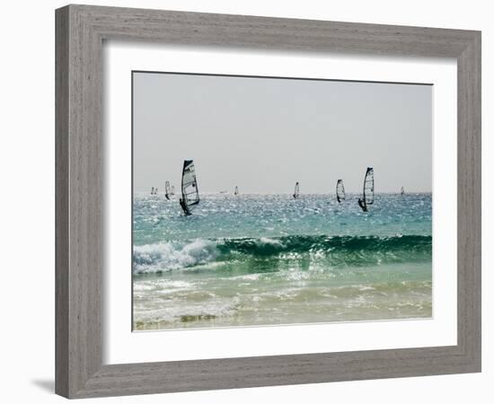 Wind Surfing at Santa Maria on the Island of Sal (Salt), Cape Verde Islands, Africa-R H Productions-Framed Photographic Print