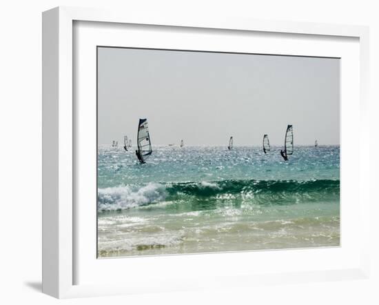 Wind Surfing at Santa Maria on the Island of Sal (Salt), Cape Verde Islands, Africa-R H Productions-Framed Photographic Print