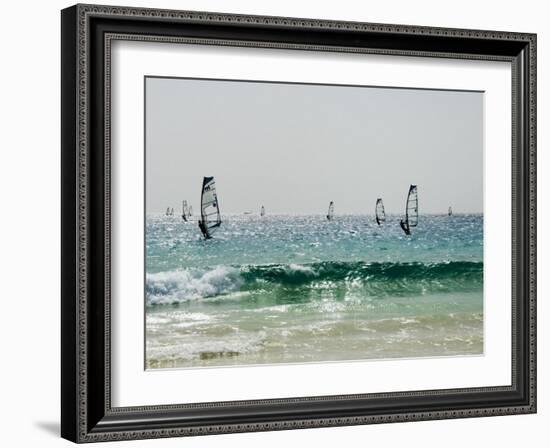 Wind Surfing at Santa Maria on the Island of Sal (Salt), Cape Verde Islands, Africa-R H Productions-Framed Photographic Print