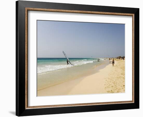 Wind Surfing at Santa Maria on the Island of Sal (Salt), Cape Verde Islands, Africa-R H Productions-Framed Photographic Print