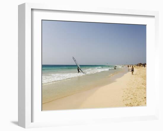 Wind Surfing at Santa Maria on the Island of Sal (Salt), Cape Verde Islands, Africa-R H Productions-Framed Photographic Print