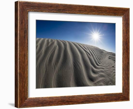 Wind swept barkhan sand dunes on the barrier island of Isla Magdalena, Baja California Sur, Mexico-Michael Nolan-Framed Photographic Print