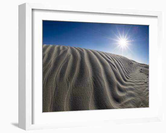 Wind swept barkhan sand dunes on the barrier island of Isla Magdalena, Baja California Sur, Mexico-Michael Nolan-Framed Photographic Print