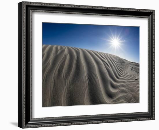 Wind swept barkhan sand dunes on the barrier island of Isla Magdalena, Baja California Sur, Mexico-Michael Nolan-Framed Photographic Print