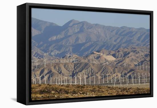 Wind Turbines and Mountains of Morongo Valley, San Gorgonio Pass, Palm Springs-null-Framed Premier Image Canvas