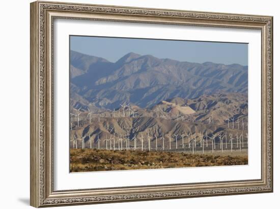 Wind Turbines and Mountains of Morongo Valley, San Gorgonio Pass, Palm Springs-null-Framed Photographic Print