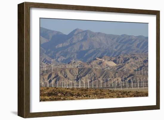 Wind Turbines and Mountains of Morongo Valley, San Gorgonio Pass, Palm Springs-null-Framed Photographic Print