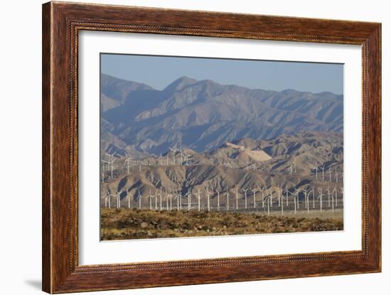 Wind Turbines and Mountains of Morongo Valley, San Gorgonio Pass, Palm Springs-null-Framed Photographic Print