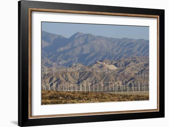 Wind Turbines and Mountains of Morongo Valley, San Gorgonio Pass, Palm Springs-null-Framed Photographic Print