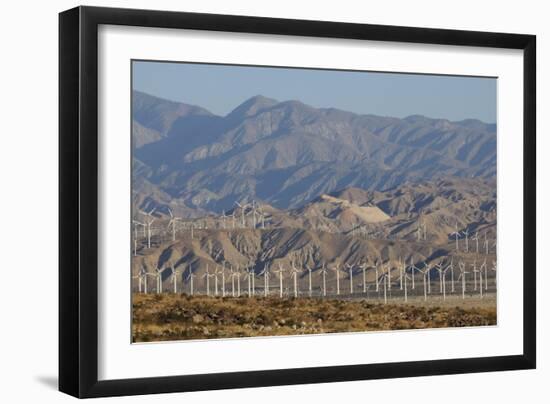 Wind Turbines and Mountains of Morongo Valley, San Gorgonio Pass, Palm Springs-null-Framed Photographic Print