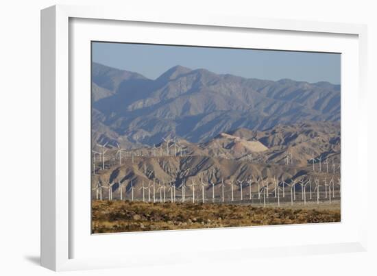 Wind Turbines and Mountains of Morongo Valley, San Gorgonio Pass, Palm Springs-null-Framed Photographic Print