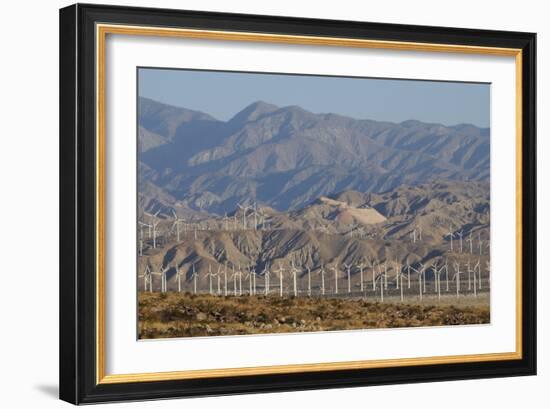 Wind Turbines and Mountains of Morongo Valley, San Gorgonio Pass, Palm Springs-null-Framed Photographic Print