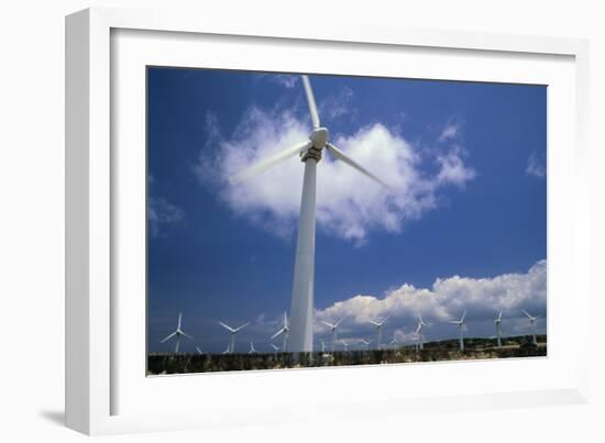 Wind Turbines At Power Station, Hawaii-David Nunuk-Framed Photographic Print