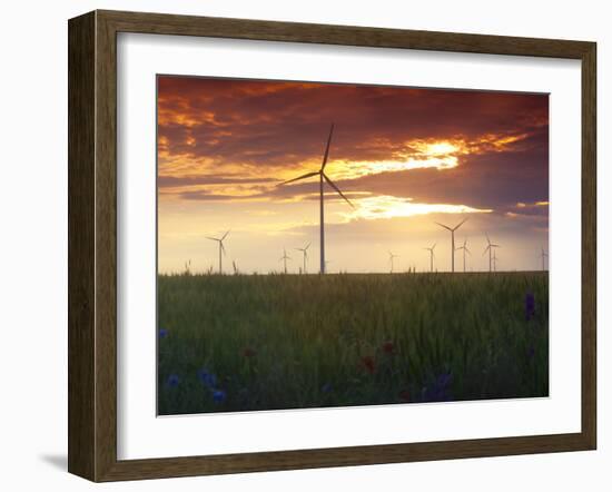 Wind Turbines at Sunset, Kavarna Wind Farm, Kavarna, Bulgaria, Europe-Dallas & John Heaton-Framed Photographic Print