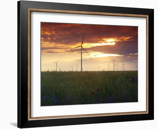 Wind Turbines at Sunset, Kavarna Wind Farm, Kavarna, Bulgaria, Europe-Dallas & John Heaton-Framed Photographic Print