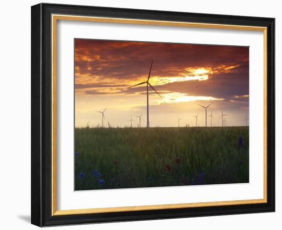 Wind Turbines at Sunset, Kavarna Wind Farm, Kavarna, Bulgaria, Europe-Dallas & John Heaton-Framed Photographic Print