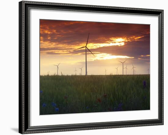 Wind Turbines at Sunset, Kavarna Wind Farm, Kavarna, Bulgaria, Europe-Dallas & John Heaton-Framed Photographic Print