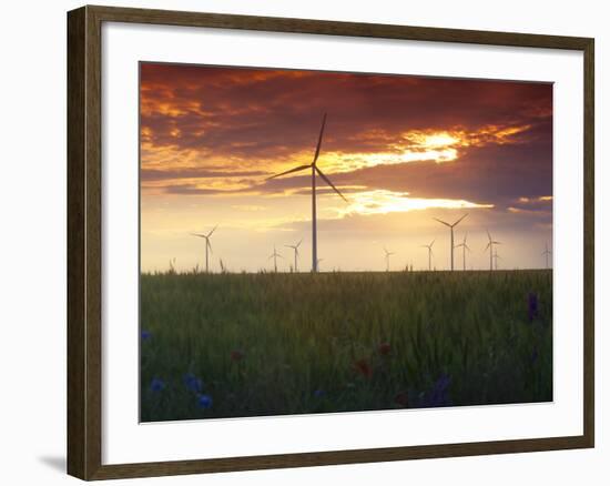 Wind Turbines at Sunset, Kavarna Wind Farm, Kavarna, Bulgaria, Europe-Dallas & John Heaton-Framed Photographic Print