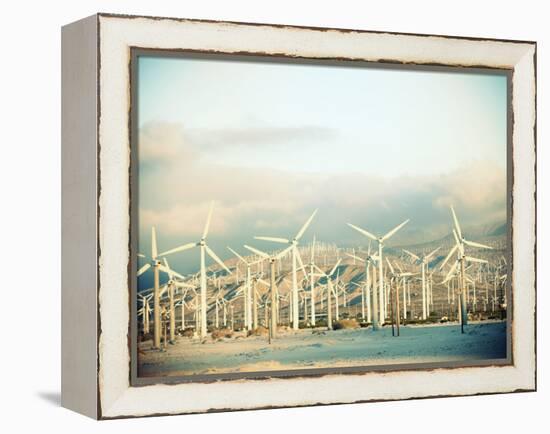 Wind Turbines with Mountains in the Background-null-Framed Premier Image Canvas