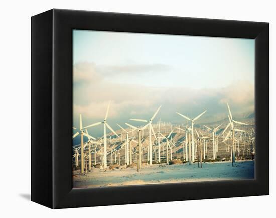 Wind Turbines with Mountains in the Background-null-Framed Premier Image Canvas