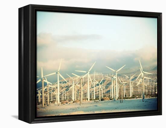 Wind Turbines with Mountains in the Background-null-Framed Premier Image Canvas