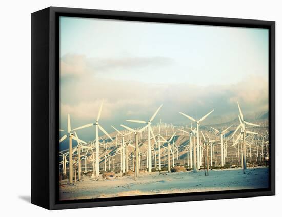 Wind Turbines with Mountains in the Background-null-Framed Premier Image Canvas