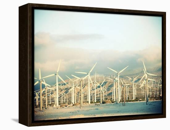 Wind Turbines with Mountains in the Background-null-Framed Premier Image Canvas