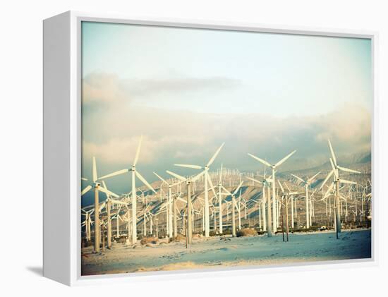 Wind Turbines with Mountains in the Background-null-Framed Premier Image Canvas